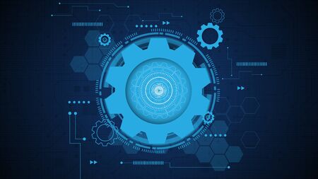 Gear circuit technology background with hi-tech digital data connection system and computer electronicのイラスト素材