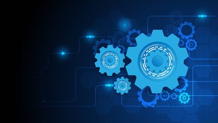 Gear circuit technology background with hi-tech digital data connection system and computer electronicのイラスト素材