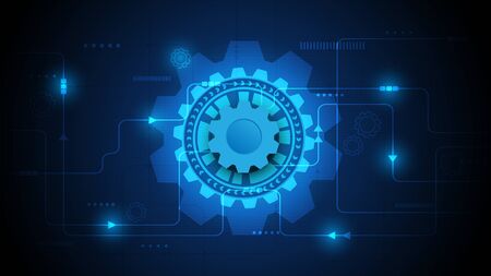 Gear circuit technology background with hi-tech digital data connection system and computer electronicのイラスト素材