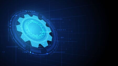 Gear circuit technology background with hi-tech digital data connection system and computer electronicのイラスト素材