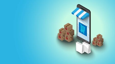 shopping online on smart phone laptop at stay home with fast

transportのイラスト素材