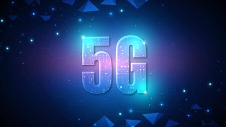 5G speed circuit technology background with hi-tech digital data connection system and computer electronicのイラスト素材