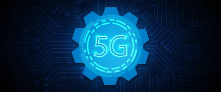 5G speed circuit technology background with hi-tech digital data connection system and computer electronicのイラスト素材