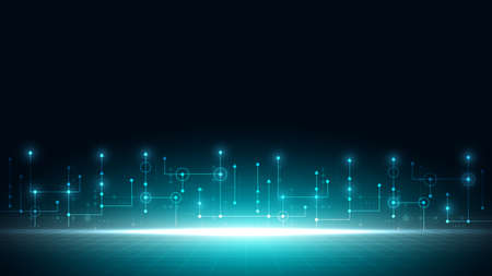 Circuit technology background with hi-tech digital data connection system and computer electronic