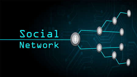 Social network connected technology circuit system and   people symbolのイラスト素材