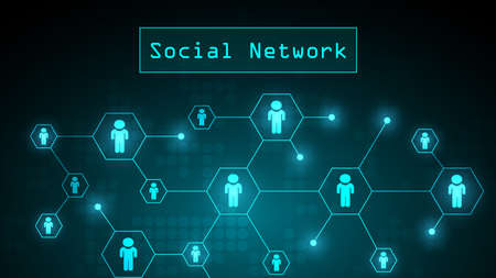 Social network connected technology circuit system and   people symbol