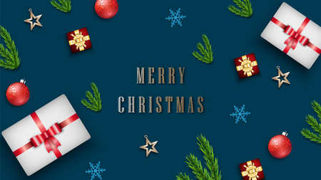 Merry christmas festival background holiday. Xmas decorations seasonのイラスト素材