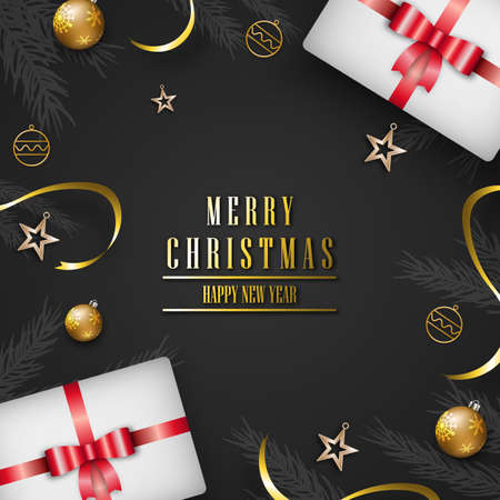 Merry christmas festival background holiday. Xmas decorations seasonのイラスト素材