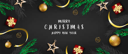 Merry christmas festival background holiday. Xmas decorations seasonのイラスト素材