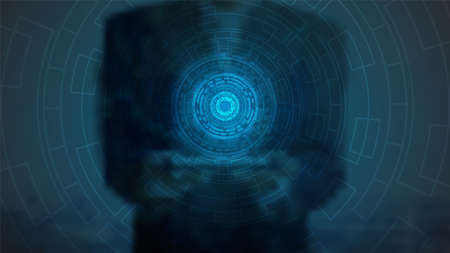 Circuit technology background with hi-tech digital data connection system and computer electronic designの写真素材