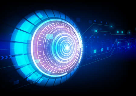Circuit technology background with hi-tech digital data connection system and computer electronic...