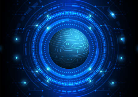 Circuit technology background with hi-tech digital data connection system and computer electronic...