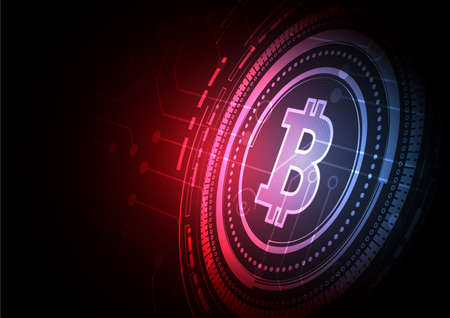 Bitcoin Circuit technology background with hi-tech digital data connection system and computer electronic designのイラスト素材