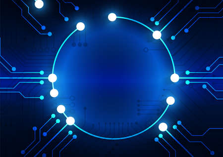Circuit technology background with hi-tech digital data connection system and computer electronic...