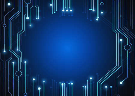 Circuit technology background with hi-tech digital data connection system and computer electronic...
