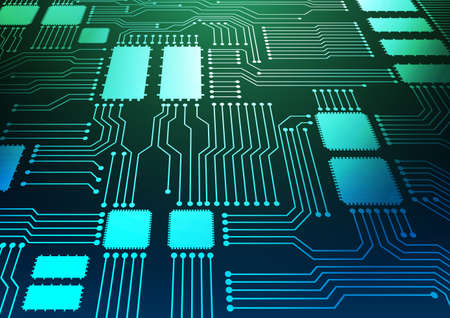 Circuit technology background with hi-tech digital data connection system and computer electronic...