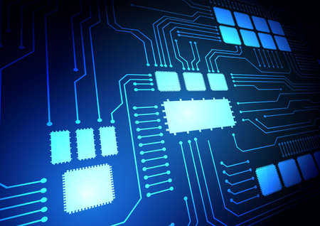 Circuit technology background with hi-tech digital data connection system and computer electronic...