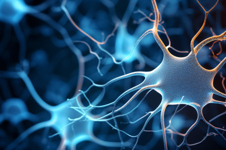 neuron cells in blue of brain in the style of detailed background elements Generative AIの素材