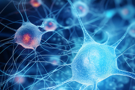 neuron cells in blue of brain in the style of detailed background elements Generative AIの素材