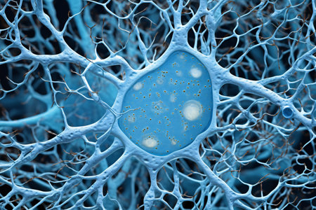 neuron cells in blue of brain in the style of detailed background elements Generative AIの素材