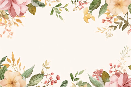 watercolor of flowers frame,botanical border generative aiの素材