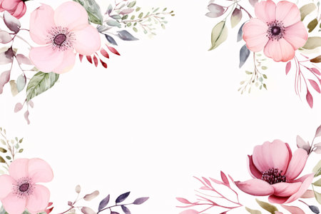 watercolor of flowers frame,botanical border generative aiの素材