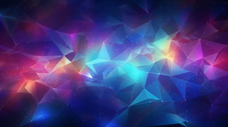 smooth polygon texture background,glow neon line around generative aiの素材