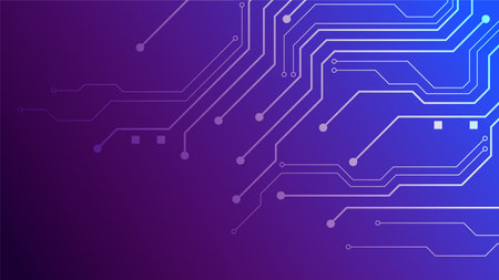Abstract digital circuit design with gradient blue background, suitable for technology-related projects and presentations.のイラスト素材