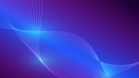 Stylized abstract background with flowing wavy lines in gradient blue and purple, perfect for modern, digital, and futuristic-themed designs requiring a dynamic visual.のイラスト素材