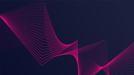 Abstract digital art featuring vibrant pink geometric lines forming dynamic wave patterns on a dark backgroundのイラスト素材