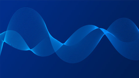 curved lines form fluid wave shapes. Gradient shades create a sense of depth and motion.のイラスト素材