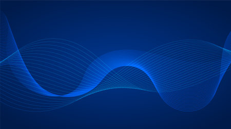 curved lines form fluid wave shapes. Gradient shades create a sense of depth and motion.のイラスト素材