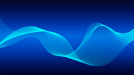 curved lines form fluid wave shapes. Gradient shades create a sense of depth and motion.のイラスト素材