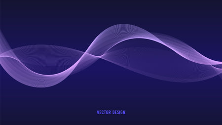 curved lines form fluid wave shapes. Gradient shades create a sense of depth and motion.のイラスト素材