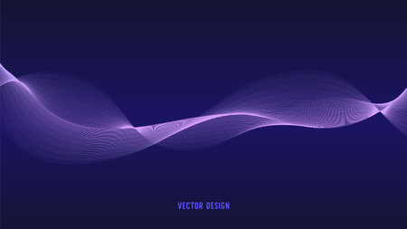 curved lines form fluid wave shapes. Gradient shades create a sense of depth and motion.のイラスト素材