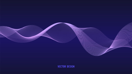 curved lines form fluid wave shapes. Gradient shades create a sense of depth and motion.のイラスト素材