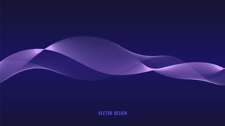 curved lines form fluid wave shapes. Gradient shades create a sense of depth and motion.のイラスト素材