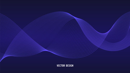 curved lines form fluid wave shapes. Gradient shades create a sense of depth and motion.のイラスト素材