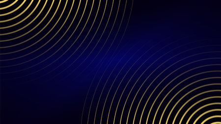 Layered geometric patterns create a dynamic abstract background in shades of blue and yellow.のイラスト素材