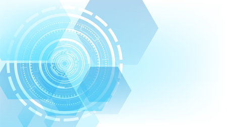 futuristic and modern design, representing technology, innovation, and digital connectivity in a high-tech abstract background.のイラスト素材