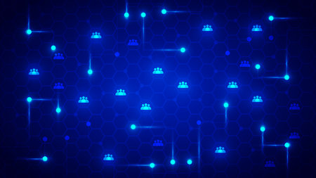 A network of connections on the Internet that consists of interconnected geometric elements.のイラスト素材