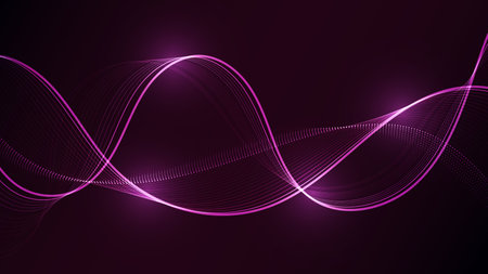 Dynamic abstract waves of luminous particles. This futuristic digital graphic illustrates smooth data flow and technological motionのイラスト素材