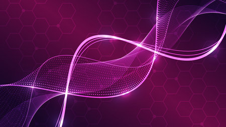 Modern abstract background with a bright vertical flow and geometric hexagon structure. Copy Space for Business and Technology use.のイラスト素材