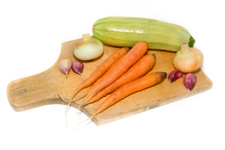 fresh vegetables on wooden table after market の写真素材