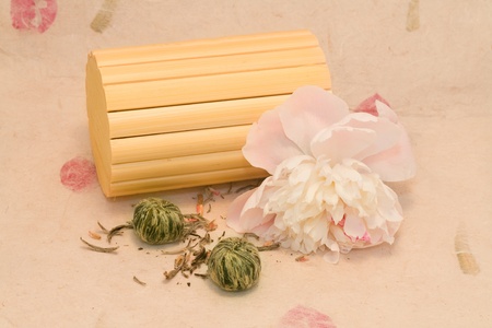 A mix Lotus Flower Chinese tea  with peony and bambooの写真素材