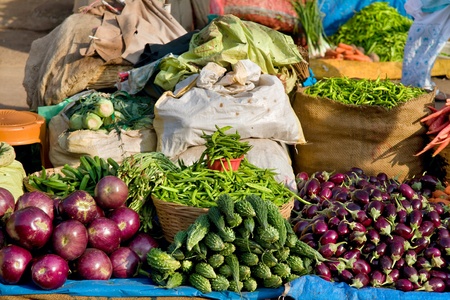 Fresh vegetables famers market, Goa, Indiaの写真素材