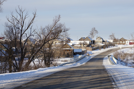 NIZHNE ABLYAZOVO, RUSSIA - JANUARY 02, 2016:  russian village NIZHNE ABLYAZOVO in winter in Penza regionのeditorial素材