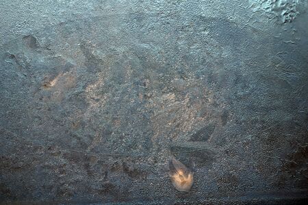 Newly fallen snow and ice  on blue Background. Happy new year  cardの写真素材