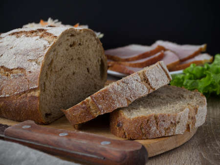 sliced bread on a wooden board