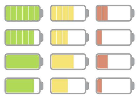 battery charge icons set vector flat illustrationのイラスト素材